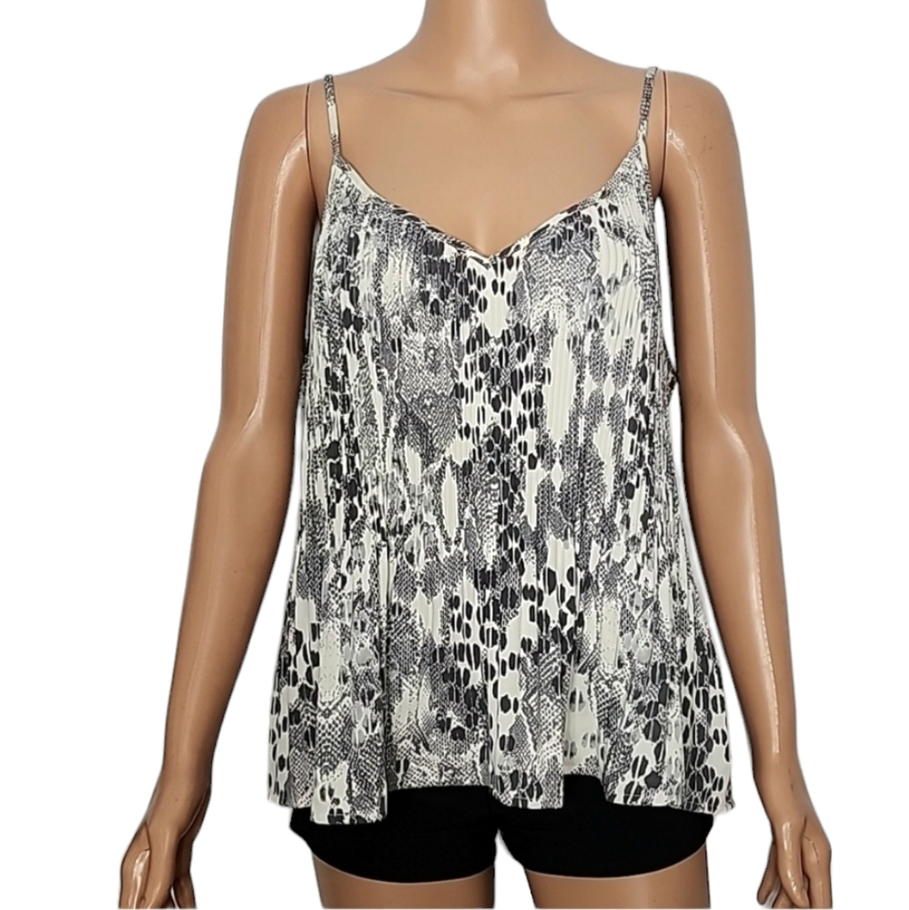 Express Snakeskin Print Scoop Neck Pleated Tank Top‎ Spaghetti straps Size L